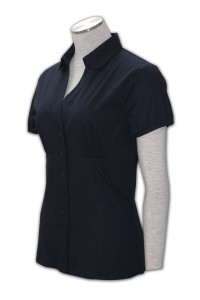 R078  訂製女裝純色襯衫  訂購團體制服  胸閘 設計恤衫款式   恤衫專門店